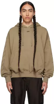 Бежевый худи со строчкой Off-White