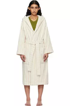 Бежевый и бежевый махровый халат с капюшоном Tekla