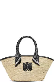 Бежевый и черный MA Raffia Micro Tote AMIRI
