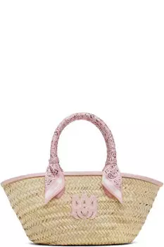 Бежевый и розовый MA Raffia Micro Tote AMIRI