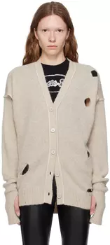 Бежевый кардиган с вырезом MM6 Maison Margiela