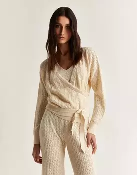 Бежевый кардиган с запахом Scalpers и пуантами