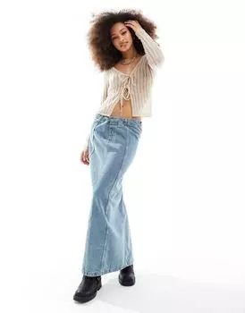 Бежевый кардиган тонкой вязки из смесовой шерсти Weekday Elvia