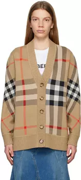 Бежевый кардиган в клетку Archive Burberry