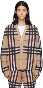 Бежевый кардиган в клетку Archive Burberry