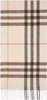 Бежевый клетчатый кашемировый шарф Burberry, Alabaster