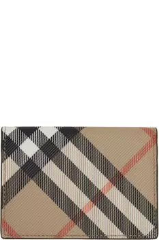 Бежевый клетчатый складной чехол-держатель для карт Burberry