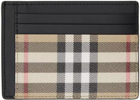 Бежевый кошелек для карт с зажимом для денег в клетку Burberry