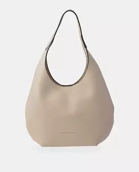 Бежевый кожаный хобо Pierre Cardin, бежевый