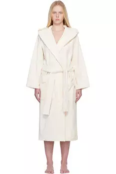 Бежевый махровый халат с капюшоном Tekla