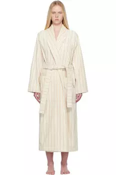 Бежевый махровый классический халат Tekla