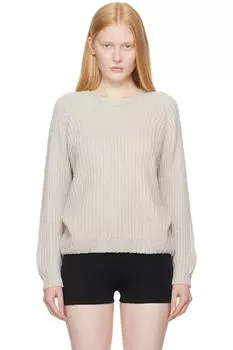 Бежевый матовый свитер с V-образным вырезом OUR LEGACY