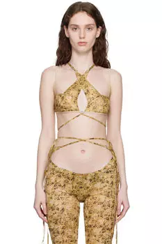 Бежевый мерцающий топик KNWLS