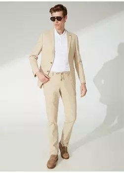 Бежевый мужской костюм узкого кроя с нормальной талией 4B3023200001 Beymen Business, бежевый