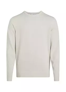 Бежевый мужской свитер Slim Fit с круглым вырезом Calvin Klein
