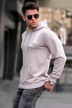 Бежевый мужской свитшот с принтом 5313 MADMEXT