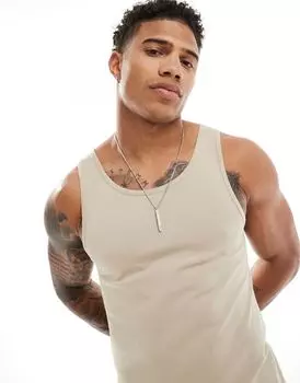 Бежевый обтягивающий жилет ASOS DESIGN