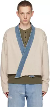 Бежевый открытый кардиган Greg Lauren