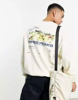 Бежевый оверсайз-свитшот с фотографическим принтом на спине ASOS DESIGN