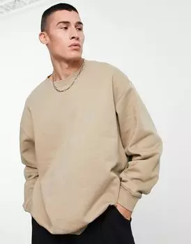 Бежевый оверсайз-свитшот Weekday