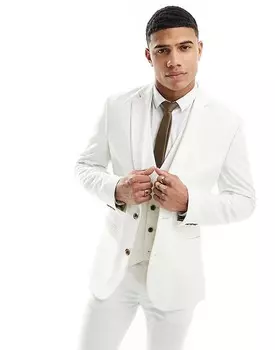 Бежевый пиджак скинни ASOS DESIGN