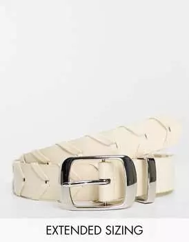 Бежевый плетеный ремень из искусственной кожи ASOS DESIGN
