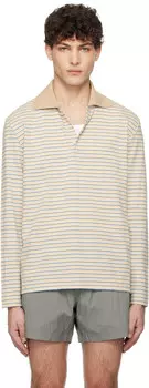 Бежевый полосатый хлопковый поло Tonywack