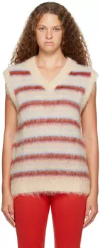 Бежевый полосатый жилет Marni