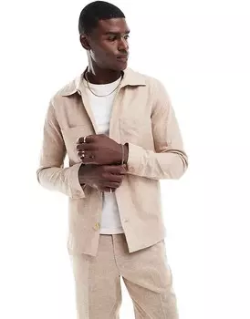 Бежевый повседневный пиджак из микса льна Jack & Jones Premium