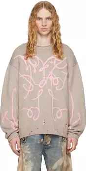 Бежевый принтованный свитер Acne Studios