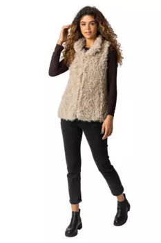 Бежевый пушистый жилет из искусственного меха Roman, белый