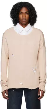 Бежевый рваный свитер 424