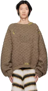 Бежевый рваный свитер VITELLI