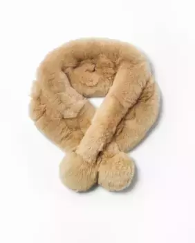 Бежевый шарф для волос в стиле рекс с помпонами на концах Maximilian, бежевый