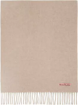 Бежевый шерстяной шарф большого размера с бахромой Acne Studios, Oatmeal melange