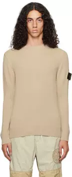 Бежевый шерстяной свитер RWS в рубчик Stone Island