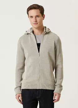 Бежевый шерстяной трикотажный кардиган с капюшоном Beymen