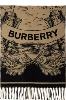 Бежевый широкий двусторонний шарф EKD из кашемира Burberry