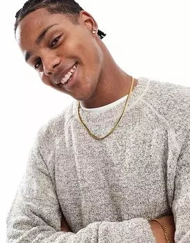 Бежевый структурированный вязаный свитер с круглым вырезом ONLY & SONS