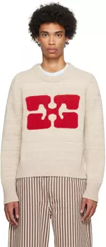 Бежевый свитер интарсия GANNI