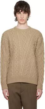 Бежевый свитер с круглым вырезом Solid Homme