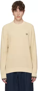 Бежевый свитер с вышивкой Fred Perry