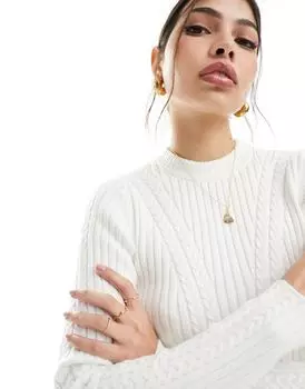 Бежевый свитер в рубчик с круглым вырезом Bershka — часть комплекта