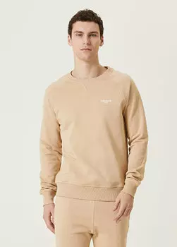 Бежевый свитшот из органического хлопка с принтом логотипа Balmain