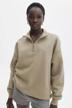 Бежевый свитшот оверсайз с детализацией на молнии MG1933 MADMEXT