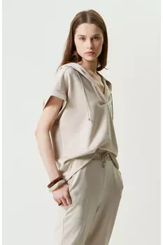 Бежевый свитшот с коротким рукавом Network, бежевый