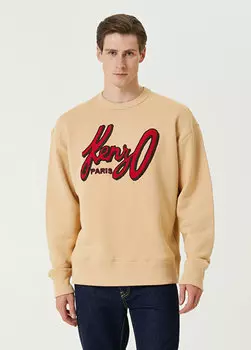 Бежевый свитшот с вышитым логотипом Kenzo