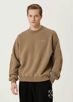 Бежевый свитшот с вышитым логотипом Off-White