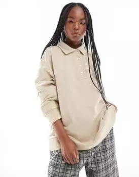 Бежевый толстый свитшот с воротником ASOS DESIGN