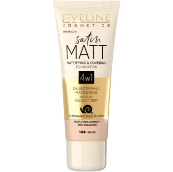Бежевый тональный крем для лица 104 Eveline Cosmetics Satin Matt, 30 мл